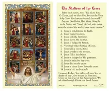 Laminated Stations of the Cross Prayer Holy Card for Lent Catholic Christian