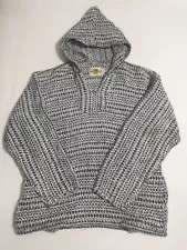 BAJA HOODIE | Men's Stripe Knit Mexican Poncho Hippy Drug Rug Festival | M L