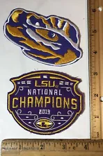 Lot 2 LSU Tigers Iron On Patch Mascot Logo NCAA Football 2019 National Champions