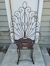 Vintage Twisted Steel Iron Ornate Metal Peacock Garden Porch Chair 1910s VGC