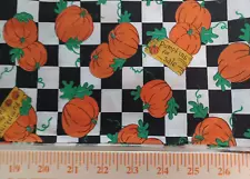 Pumpkins For Sale Fall Harvest Checked Fabric Cotton 1 Pc 36" x 42"