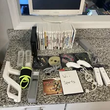 Nintendo Wii Sports Bundle 2 Wii Remotes Nunchucks Mario Galaxy Play Game Lot