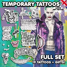 UK The Joker Suicide Squad Jared Leto Temporary Tattoo Cosplay Costume FULL SET