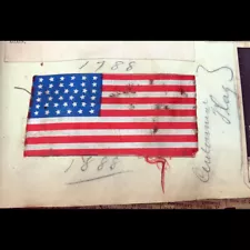 RARE 19th C Scrapbook 38 Star US Flag 1896 GOPCon Tix GOLF HORSE Photos Art MORE