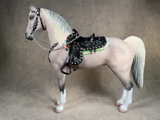 Breyer Western Horse with saddle; custom painted to fleabitten by J. Cary