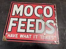 Vintage Moco Feed Sign For Hogs Cattle Chicken Farm Antique Store