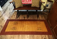 Floorcloth Runner on canvas Primitive Early American Design 29 x 67