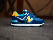 New Balance ML574DU2 Rugged Vivid Blue/ Yellow D Width Men's Athletic Sneakers