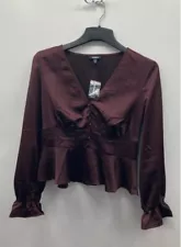 Express Women Maroon Blouse with Flared Sleeves Sz Medium NWT