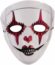 Transparent Evil Harlequin Mask Clown Fancy Dress Up Halloween Costume Accessory