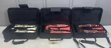 LOT OF 3 MENDINI PLASTIC CLARINETS FOR PARTS OR REPAIR - WHITE, PINK, RED