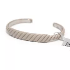 New DAVID YURMAN 8.5mm Enamel Sculpted Cable Contour Bracelet Taupe Size Medium