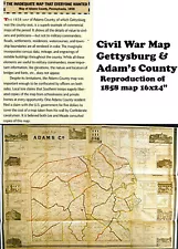 CIVIL WAR MAP 1858 GETTYSBURG & ADAMS COUNTY LEE & MEADE USED 16X24 NEW