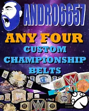 4 Custom WWE Style championship belts wrestling Action figures MATTEL SIZE