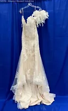 Maggie Sottero Ivory Strapless Lace Embellished Dress W/ Accessories - Size 14