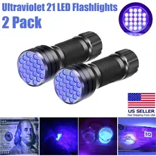 2x UV Ultra Violet LED Flashlight Blacklight Light 395 NM Inspection Lamp Torch