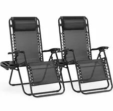 Zero Gravity Chairs 2 Adjustable Folding Lounge Recliners Removable Cup Holders