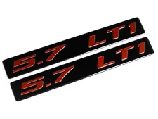 VMS 2 CHEVY 5.7L LT1 ENGINE ALUMINUM EMBLEMS RED BLACK (For: Cadillac Fleetwood)