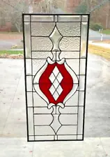 Gorgeous Red Stained glass and Beveled Window Panel Transom