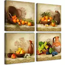 Kitchen Wall Decor Canvas Art for Dining Room Vintage Theme Fruit Pictures