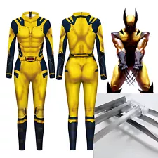 Wolverine Costume Jumpsuit + Matte Metal Claws Paws Props For Halloween Cosplay