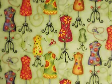 DRESS FORMS MANNEQUINS FLOWERS SAGE SEWING ITEMS COTTON FABRIC BTHY