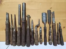 Old Wood Chisel Lathe Turning Gouge Carving Mix Tool Lot Champion Buck Butcher