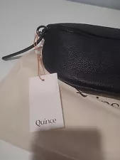 Quince Italian Pebbled Leather Sling Bag Black NEW NWT