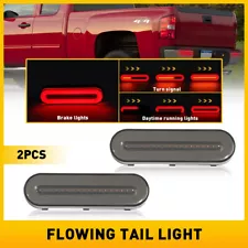 2pcs Dynamic LED Red Tail Turn Amber Signal Stop DRL Running Light Car Truck (For: Peterbilt 367)