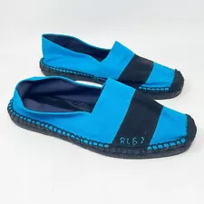 RALPH LAUREN COLLECTION Men’s Blue Black Stripe Bicolor Canvas Espadrilles Sz 9