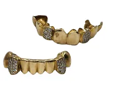 SOLID 14K GOLD GRILL GRILLZ 14K GOLD DIAMOND 16 TEETH ~ 18.1g