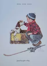 PUPPY LOVE at First Sight Dog for Sale Boy Bought by Norman Rockwell 12x9" Print