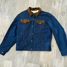 Saddle King Ranch Men's Vintage Denim Sherpa Lined Jacket size 44 Long