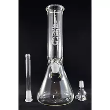 AMG Glass Tall 12 inch Clear Beaker Base Glass Bong Water Pipe