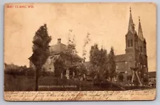 German Catholic Church Eau Claire WI Wisconsin 1907 Postcard