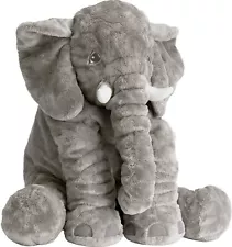 Giant 24" Stuffed Elephant Plush Toy - Oversized Gray Pillow for Kids, Girlfrind