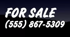 4 FOR SALE SIGNS with Phone Number 4.5" x 8" Vinyl Sticker/Decal Truck Car Van