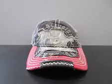 True Religion Hat Cap Strap Back Gray Red Buddah Adjustable Casual Mens