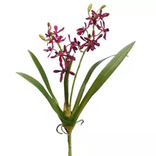 Artificial Mini Cattleya Orchid stem BURGUNDY WINE