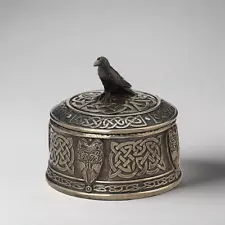 Celtic Knotwork Raven Trinket Box - Intricate Design for Jewelry and Keepsakes