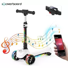 Kids Electric Scooter LED Display Bluetooth Music Kick Scooter Adjustable Height