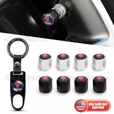 Car Wheels Tire Valve Dust Stem Air Cap Cover + Keychain Ring With Saab Logo