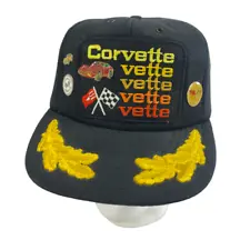 Vtg Corvette Cap Hat insulated Trucker snapback scrambled eggs patch Chevy Pins