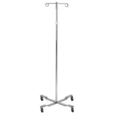 Drive Medical Top IV Pole with 2 Hook 4-Leg Chrome