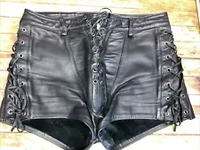 North Bound Leather Mens Leather Shorts 30 G144 Black