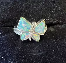 Opal Butterly and diamond ring