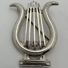 VINTAGE STERLING SILVER LYRE HARP BROOCH