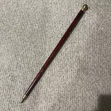 Vintage Walking Cane Stick Concealed Pool Cue Billiards Wood Brass Knob Carved