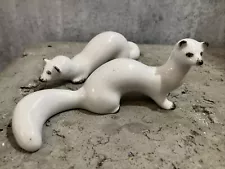 Pair Of Vtg Porcelain Weasels Figurines Made In The USSR 1970’s