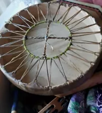 **AWESOME VINTAGE NATIVE AMERICAN RAWHIDE HAND DRUM PRAYER DRUM SALE!!""